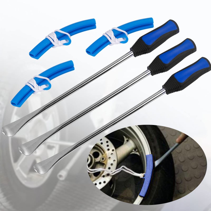 WINTOWIN 14.5""Tire Spoons Motorcycle Dirt Bike Tire Changing Tools Iron Set  Tire Spoon Levers Tire Changer Kit for ATV Lawn Mower with Tire Spoons  Rim Protector  Valve Tool  Valve Cap and Valve Cores - Image 3